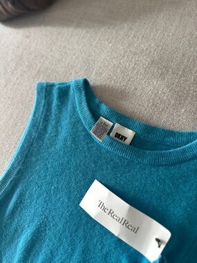 DKNY Classic Sleeveless Wool & Angora Tank in Sky Blue